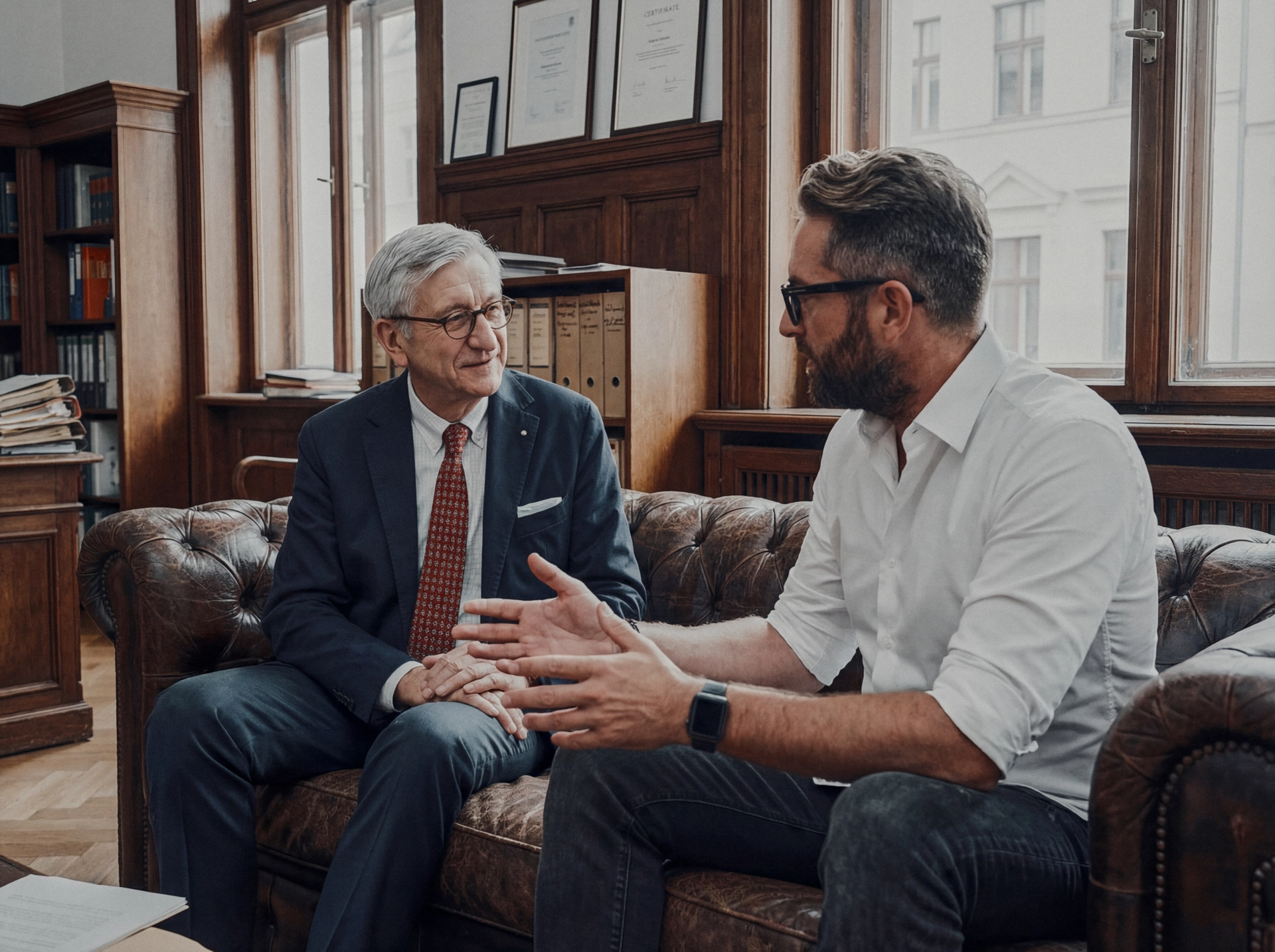 --- No Authentic business portrait inside a historic law firm with natural light ---